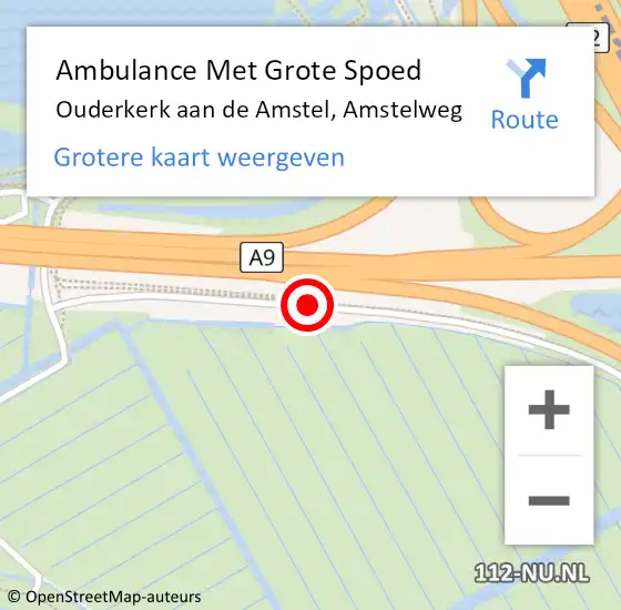 Locatie op kaart van de 112 melding: Ambulance Met Grote Spoed Naar Ouderkerk aan de Amstel, Amstelweg op 25 augustus 2016 15:03