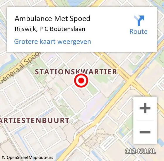 Locatie op kaart van de 112 melding: Ambulance Met Spoed Naar Rijswijk, P C Boutenslaan op 25 augustus 2016 15:07