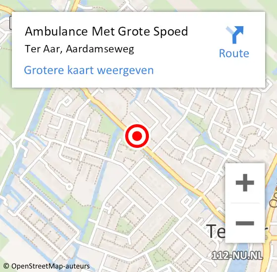 Locatie op kaart van de 112 melding: Ambulance Met Grote Spoed Naar Ter Aar, Aardamseweg op 25 augustus 2016 15:10