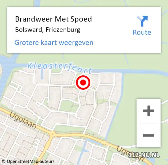 Locatie op kaart van de 112 melding: Brandweer Met Spoed Naar Bolsward, Friezenburg op 24 december 2013 22:04