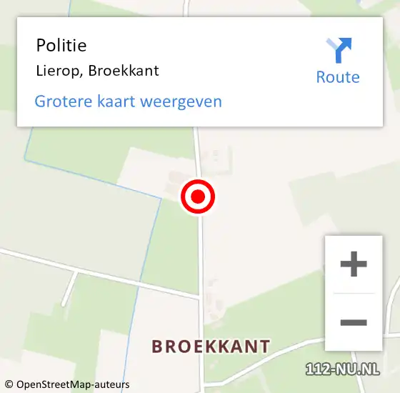 Locatie op kaart van de 112 melding: Politie Lierop, Broekkant op 25 augustus 2016 15:41