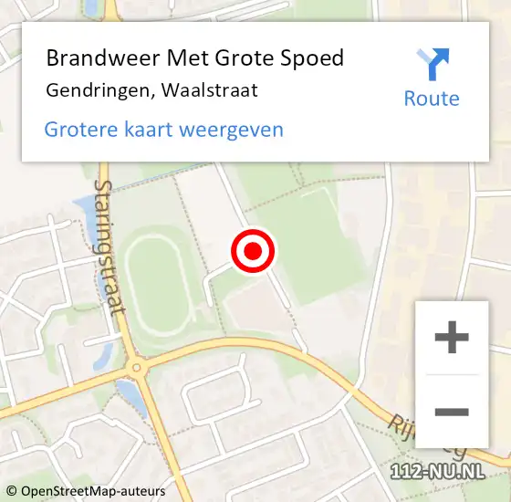 Locatie op kaart van de 112 melding: Brandweer Met Grote Spoed Naar Gendringen, Waalstraat op 25 augustus 2016 16:03