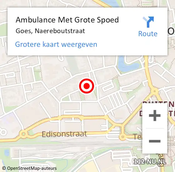 Locatie op kaart van de 112 melding: Ambulance Met Grote Spoed Naar Goes, Naereboutstraat op 25 augustus 2016 16:21