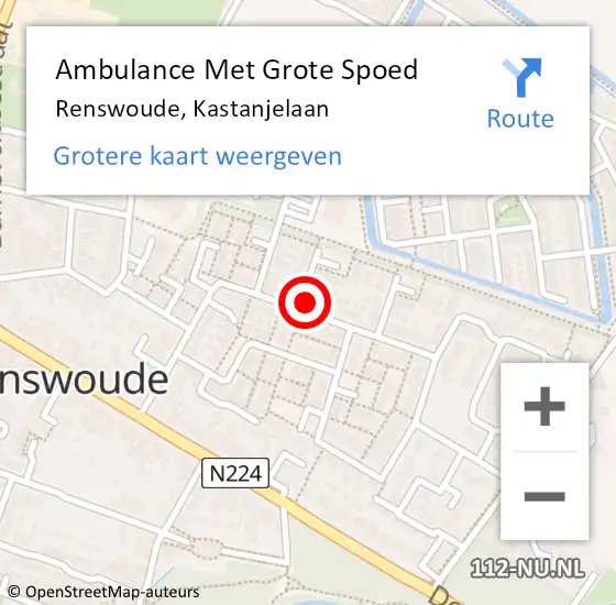 Locatie op kaart van de 112 melding: Ambulance Met Grote Spoed Naar Renswoude, Kastanjelaan op 24 december 2013 22:23