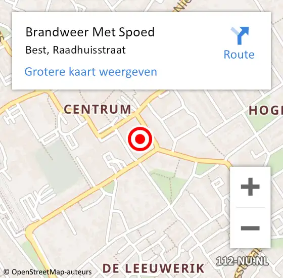 Locatie op kaart van de 112 melding: Brandweer Met Spoed Naar Best, Raadhuisstraat op 25 augustus 2016 17:41