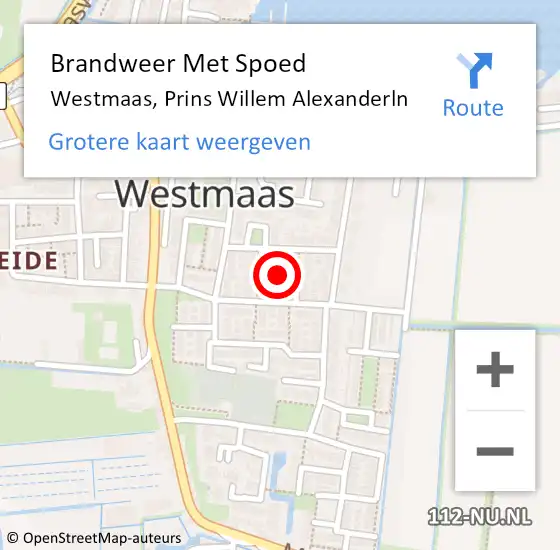 Locatie op kaart van de 112 melding: Brandweer Met Spoed Naar Westmaas, Prins Willem Alexanderlaan op 24 december 2013 22:28