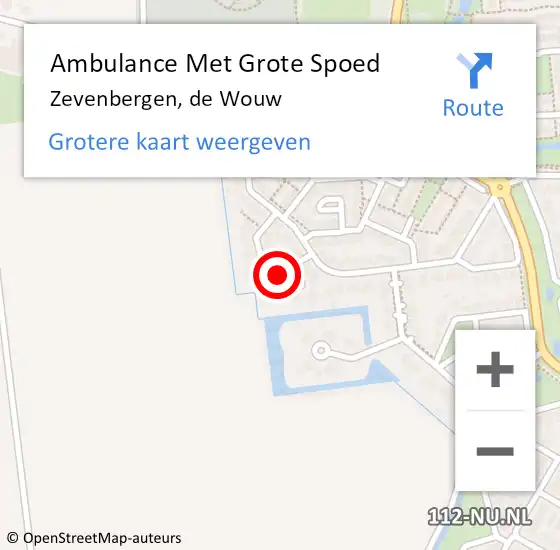 Locatie op kaart van de 112 melding: Ambulance Met Grote Spoed Naar Zevenbergen, de Wouw op 25 augustus 2016 19:06