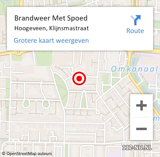 Locatie op kaart van de 112 melding: Brandweer Met Spoed Naar Hoogeveen, Klijnsmastraat op 25 augustus 2016 19:25