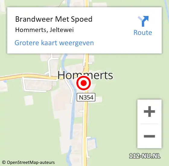 Locatie op kaart van de 112 melding: Brandweer Met Spoed Naar Hommerts, Jeltewei op 25 augustus 2016 19:50