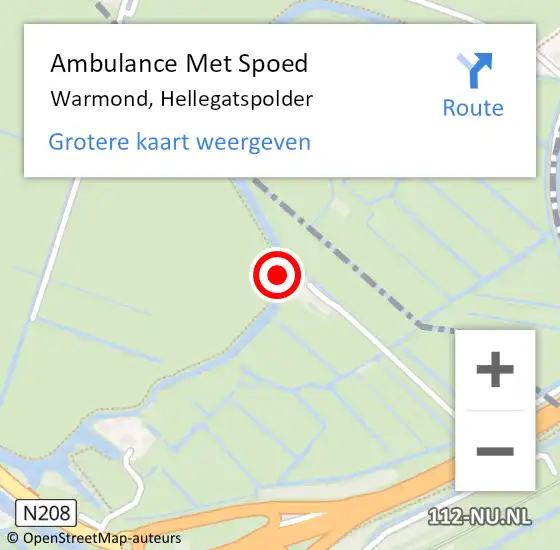 Locatie op kaart van de 112 melding: Ambulance Met Spoed Naar Warmond, Hellegatspolder op 25 augustus 2016 19:54