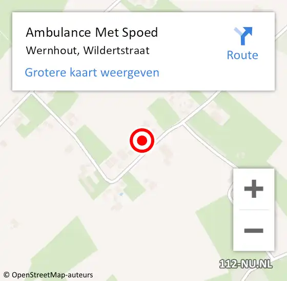 Locatie op kaart van de 112 melding: Ambulance Met Spoed Naar Wernhout, Wildertstraat op 25 augustus 2016 20:31