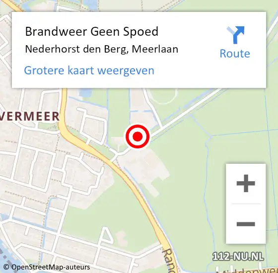 Locatie op kaart van de 112 melding: Brandweer Geen Spoed Naar Nederhorst den Berg, Meerlaan op 25 augustus 2016 21:22