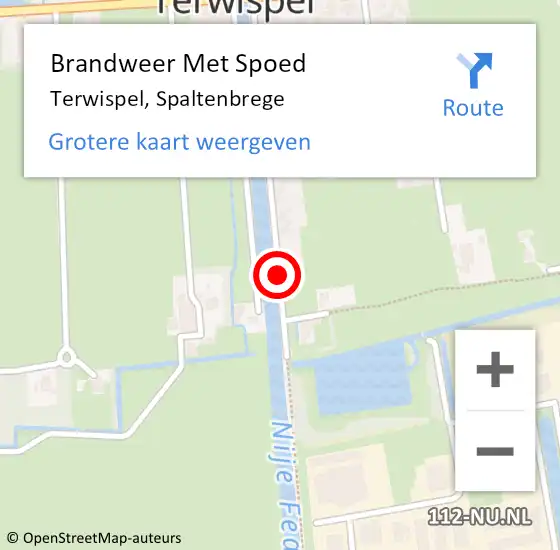 Locatie op kaart van de 112 melding: Brandweer Met Spoed Naar Terwispel, Spaltenbrege op 25 augustus 2016 21:39