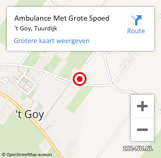 Locatie op kaart van de 112 melding: Ambulance Met Grote Spoed Naar 't Goy, Tuurdijk op 25 augustus 2016 21:45