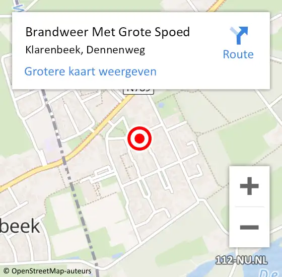 Locatie op kaart van de 112 melding: Brandweer Met Grote Spoed Naar Klarenbeek, Dennenweg op 24 december 2013 23:17