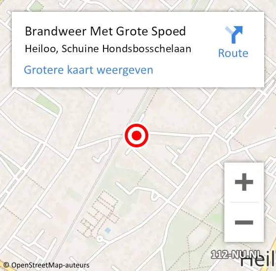 Locatie op kaart van de 112 melding: Brandweer Met Grote Spoed Naar Heiloo, Schuine Hondsbosschelaan op 25 augustus 2016 22:35