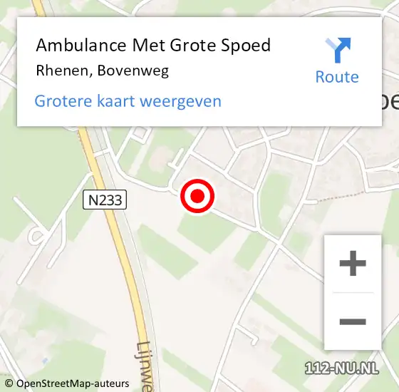 Locatie op kaart van de 112 melding: Ambulance Met Grote Spoed Naar Rhenen, Bovenweg op 25 augustus 2016 23:21