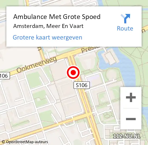 Locatie op kaart van de 112 melding: Ambulance Met Grote Spoed Naar Amsterdam, Meer En Vaart op 25 augustus 2016 23:37