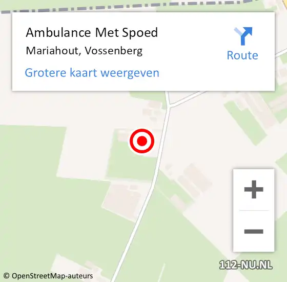 Locatie op kaart van de 112 melding: Ambulance Met Spoed Naar Mariahout, Vossenberg op 26 augustus 2016 00:38