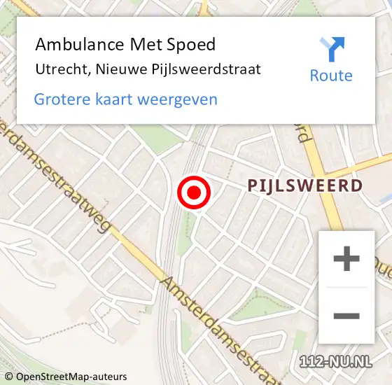 Locatie op kaart van de 112 melding: Ambulance Met Spoed Naar Utrecht, Nieuwe Pijlsweerdstraat op 26 augustus 2016 01:11