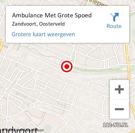 Locatie op kaart van de 112 melding: Ambulance Met Grote Spoed Naar Zandvoort, Oosterveld op 26 augustus 2016 02:22