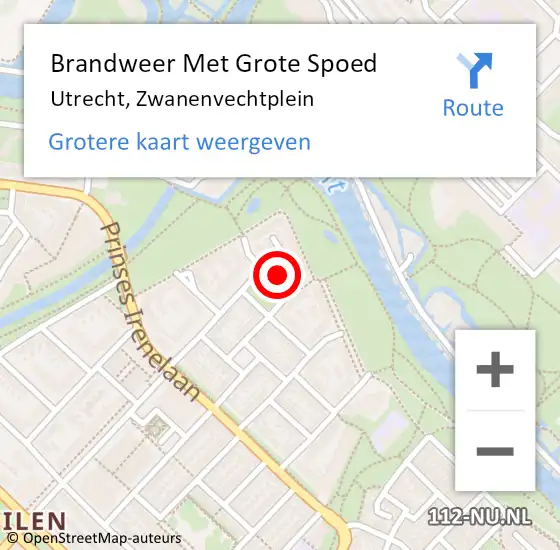Locatie op kaart van de 112 melding: Brandweer Met Grote Spoed Naar Utrecht, Zwanenvechtplein op 26 augustus 2016 02:25