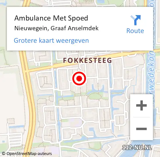 Locatie op kaart van de 112 melding: Ambulance Met Spoed Naar Nieuwegein, Graaf Anselmdek op 26 augustus 2016 02:48