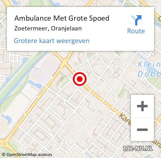 Locatie op kaart van de 112 melding: Ambulance Met Grote Spoed Naar Zoetermeer, Oranjelaan op 26 augustus 2016 03:21