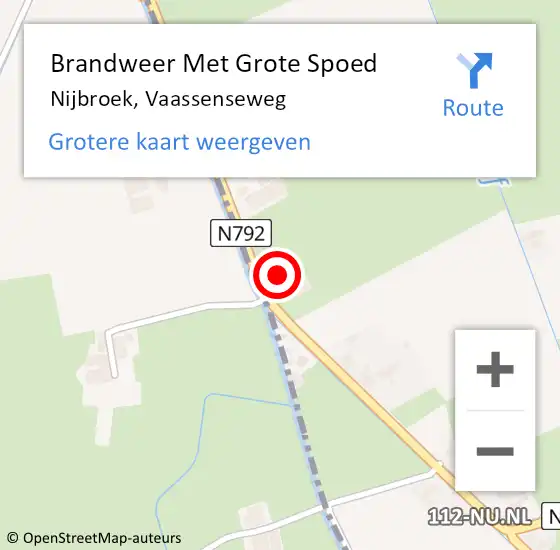 Locatie op kaart van de 112 melding: Brandweer Met Grote Spoed Naar Nijbroek, Vaassenseweg op 26 augustus 2016 03:27