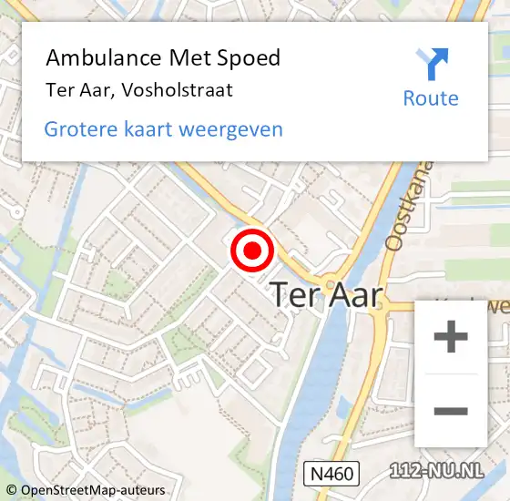 Locatie op kaart van de 112 melding: Ambulance Met Spoed Naar Ter Aar, Vosholstraat op 26 augustus 2016 04:58