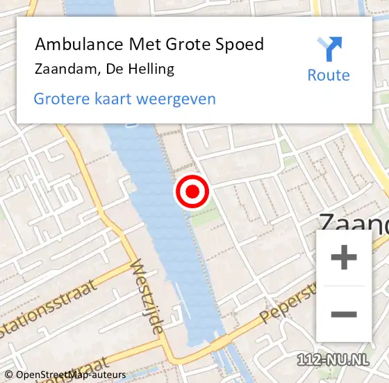 Locatie op kaart van de 112 melding: Ambulance Met Grote Spoed Naar Zaandam, De Helling op 26 augustus 2016 05:06