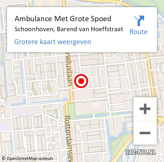 Locatie op kaart van de 112 melding: Ambulance Met Grote Spoed Naar Schoonhoven, Barend van Hoeffstraat op 26 augustus 2016 05:12