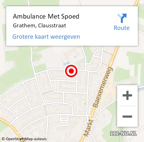 Locatie op kaart van de 112 melding: Ambulance Met Spoed Naar Grathem, Clausstraat op 26 augustus 2016 05:22