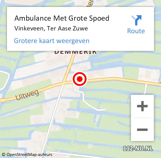 Locatie op kaart van de 112 melding: Ambulance Met Grote Spoed Naar Vinkeveen, Ter Aase Zuwe op 26 augustus 2016 06:15