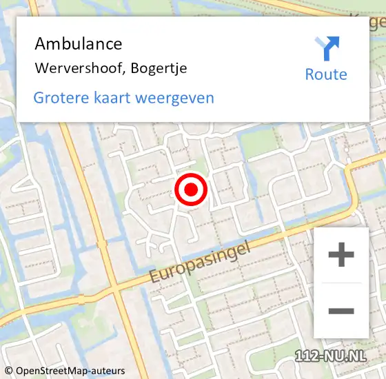 Locatie op kaart van de 112 melding: Ambulance Wervershoof, Bogertje op 26 augustus 2016 06:59