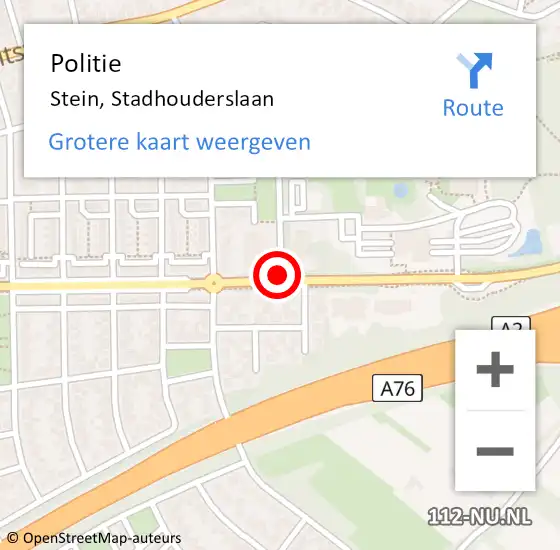 Locatie op kaart van de 112 melding: Politie Stein, Stadhouderslaan op 26 augustus 2016 08:17