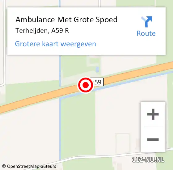 Locatie op kaart van de 112 melding: Ambulance Met Grote Spoed Naar Terheijden, A59 R op 26 augustus 2016 08:40