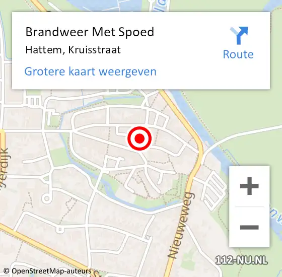 Locatie op kaart van de 112 melding: Brandweer Met Spoed Naar Hattem, Kruisstraat op 26 augustus 2016 08:49