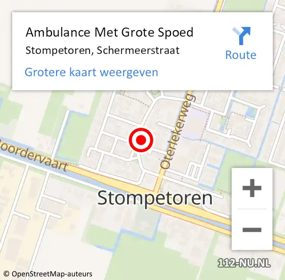 Locatie op kaart van de 112 melding: Ambulance Met Grote Spoed Naar Stompetoren, Schermeerstraat op 26 augustus 2016 08:54