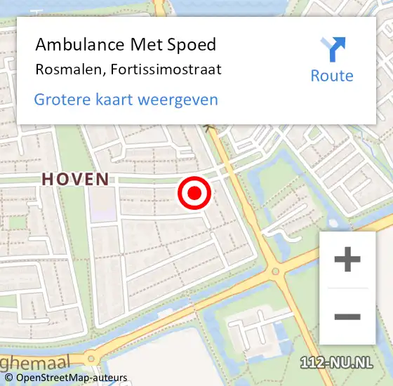 Locatie op kaart van de 112 melding: Ambulance Met Spoed Naar Rosmalen, Fortissimostraat op 26 augustus 2016 09:07