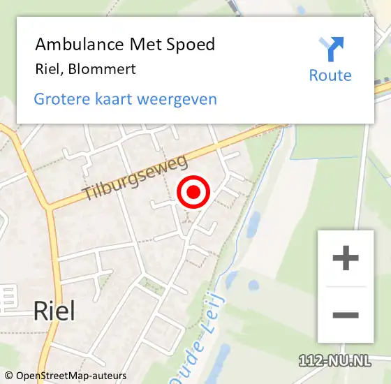 Locatie op kaart van de 112 melding: Ambulance Met Spoed Naar Riel, Blommert op 26 augustus 2016 09:48