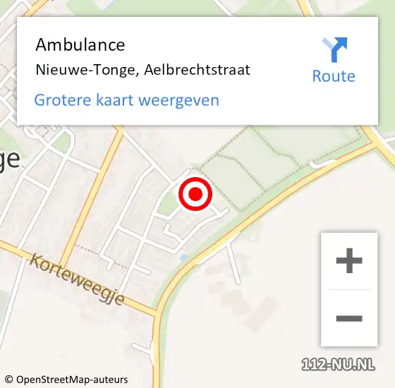 Locatie op kaart van de 112 melding: Ambulance Nieuwe-Tonge, Aelbrechtstraat op 26 augustus 2016 10:06