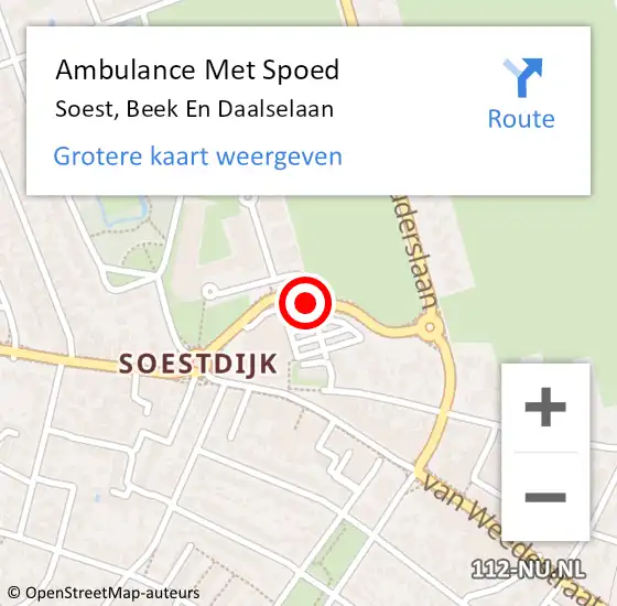 Locatie op kaart van de 112 melding: Ambulance Met Spoed Naar Soest, Beek En Daalselaan op 26 augustus 2016 10:33