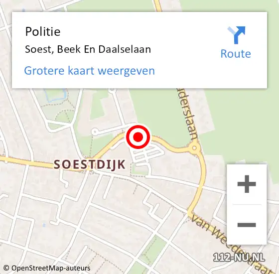 Locatie op kaart van de 112 melding: Politie Soest, Beek En Daalselaan op 26 augustus 2016 10:39