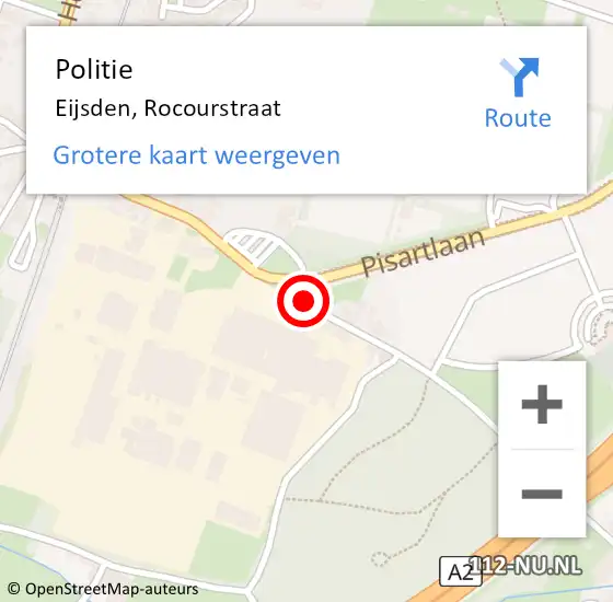 Locatie op kaart van de 112 melding: Politie Eijsden, Rocourstraat op 26 augustus 2016 11:04