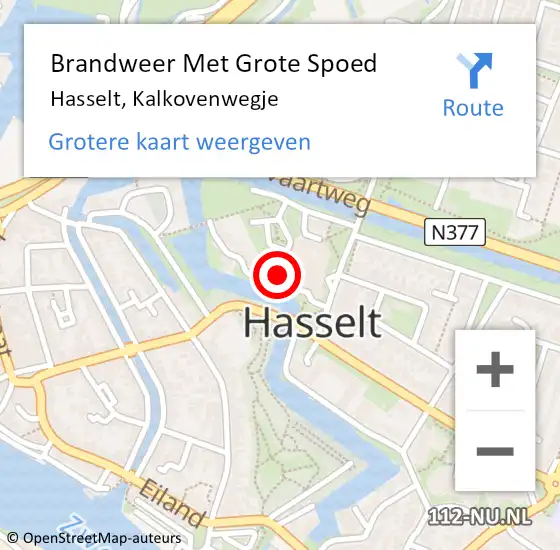 Locatie op kaart van de 112 melding: Brandweer Met Grote Spoed Naar Hasselt, Kalkovenwegje op 26 augustus 2016 13:07