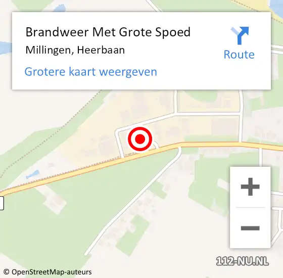 Locatie op kaart van de 112 melding: Brandweer Met Grote Spoed Naar Millingen, Heerbaan op 26 augustus 2016 13:39