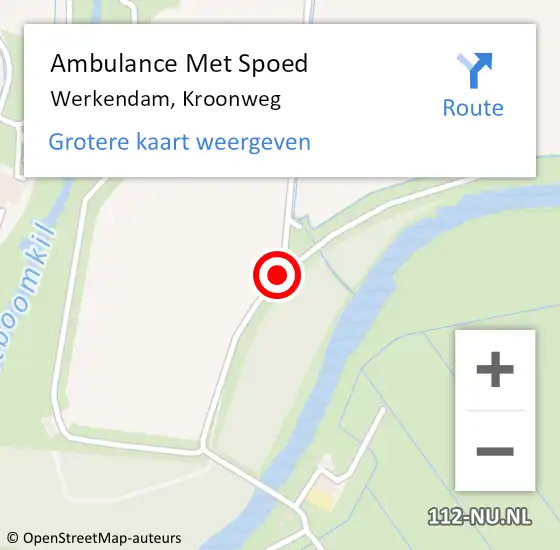 Locatie op kaart van de 112 melding: Ambulance Met Spoed Naar Werkendam, Kroonweg op 26 augustus 2016 14:34