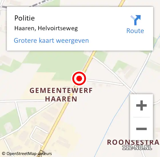 Locatie op kaart van de 112 melding: Politie Haaren, Helvoirtseweg op 26 augustus 2016 15:18