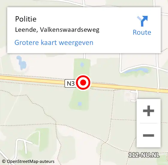 Locatie op kaart van de 112 melding: Politie Leende, Valkenswaardseweg op 26 augustus 2016 15:32